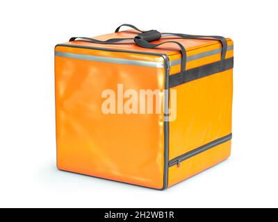 Sacchetto giallo per la consegna del corriere alimentare isolato su bianco. Spazio di mockup per il testo. illlustration 3d Foto Stock