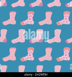 Motivo vettoriale senza cuciture con calze. Design con cuori, lettere e triangoli. Illustrazione Vettoriale