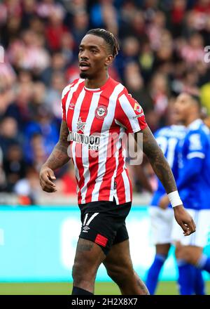 24 ottobre 2021; Brentford Community Stadium, Londra, Inghilterra; Premier League Football Brentford Versus Leicester; Ivan Toney di Brentford Foto Stock