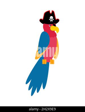 Pirata pappagante cartoon isolato. Uccello parlante per pirata. Illustrazione vettoriale Illustrazione Vettoriale