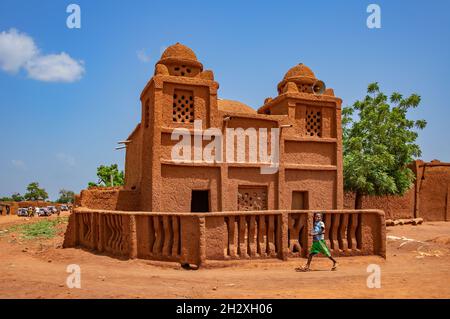 Una moschea di Clay nel villaggio di Yamma, Niger Foto Stock