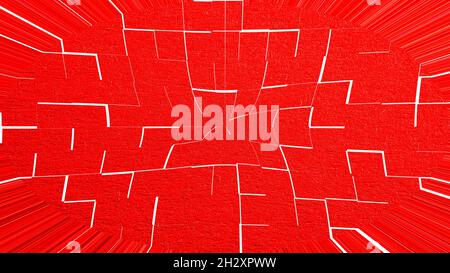 Un'illustrazione 2D di una texture rossa astratta con linee bianche Foto Stock