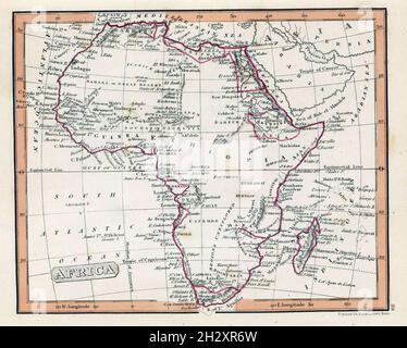 Una mappa storica dell'Africa; mappe vintage dei continenti Foto Stock