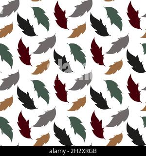 Sfondo sfumato senza giunture. Piuma d'uccello con forme diferenti. Motivo continioso Illustrazione Vettoriale