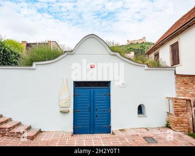 Pavlov, Repubblica Ceca. 29 agosto 2021. Cantine tradizionali a Pavlov, Repubblica Ceca, Europa. Regione vinicola e folklore locale. Foto Stock