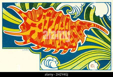 Gisbert Combaz artwork - Postcard che rappresenta l'elemento acqua. Foto Stock