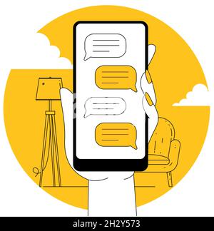 utilizzo delle app mobili Illustrazione Vettoriale
