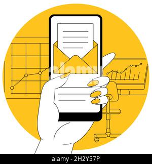 utilizzo delle app mobili Illustrazione Vettoriale