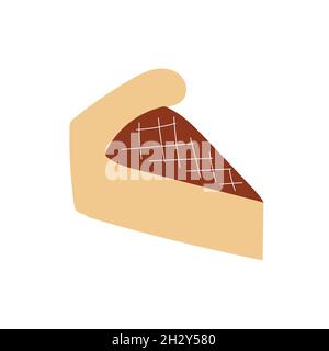 Pezzo di torta. Icona disegnata a mano su sfondo bianco. Disegno cartoon della torta autunnale Illustrazione Vettoriale