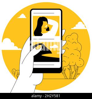 utilizzo delle app mobili Illustrazione Vettoriale