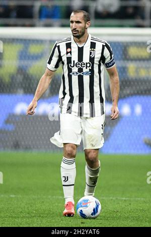 Milano, Italia - 24 Ottobre 2021: Giorgio Chiellini della Juventus durante la Serie A Campionato Italiano di calcio partita FC Internazionale vs Juventus allo Stadio San Siro Foto Stock
