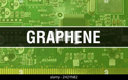Graphene con background tecnologico di Electronic computer hardware. Sfondo astratto con circuito integrato elettronico e Graphene. Circ. Elettronica Foto Stock