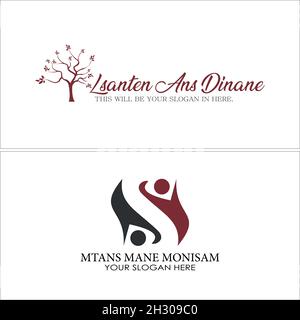 Moderna comunità no profit carità persone albero logo design Illustrazione Vettoriale