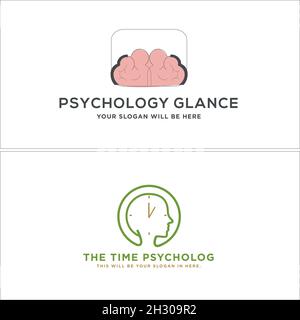 Moderna psicologia fisica comunicazione cervello persone logo design Illustrazione Vettoriale