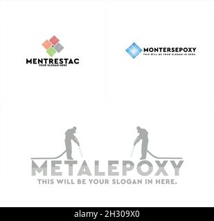 Arredamento moderno pulizia attrezzatura ceramica logo design Illustrazione Vettoriale