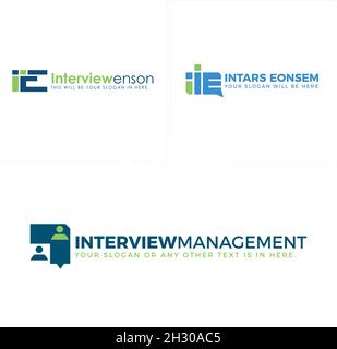 Moderna gestione reclutamento intervista persone logo design Illustrazione Vettoriale