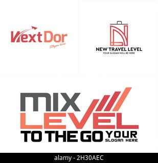 Modern Travel business text plane iniziali NL copertina contenitore logo design Illustrazione Vettoriale
