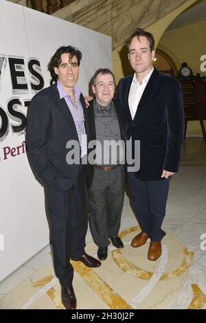 Stephen Mangan, Mark Hadwick, e Matthew MacFayden partecipano alla serata di apertura dopo la festa di Jeeves e Wooster-Perfect sciocchezze, al National Liberal Club - Londra Foto Stock