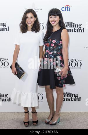 Jasmine e Melissa Hemsley partecipano al lancio del Progress 1000 da parte del London Evening Standard alla Crossrail Station, Canary Wharf - Londra Foto Stock