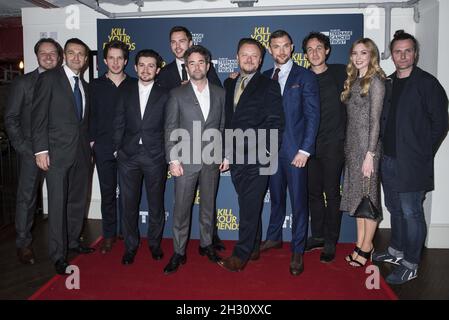 Cast e equipaggio partecipano alla prima di Kill Your Friends al Picturehouse Central di Londra Foto Stock