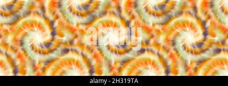 Design e stampa di superfici con motivo a border tie dye anni '70 senza cuciture Foto Stock