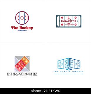 Moderno gioco carta hockey campo bastoni logo design Illustrazione Vettoriale