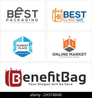 Moderno business packaging semplice iniziale lettera B logo design borsa Illustrazione Vettoriale
