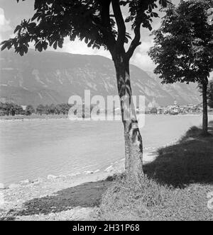 Ein Ausflug nach Schwaz, in Tirolo, Deutsches Reich 1930er Jahre. Un viaggio a Schwaz, in Tirolo, Germania 1930s. Foto Stock