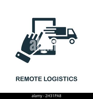 Icona Logistica remota. Firma monocromatica della collezione Industry 4.0. Illustrazione icona Creative Remote Logistics per il web design, infografica e altro ancora Illustrazione Vettoriale