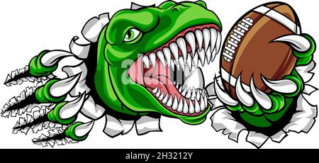 Dinosauro Football Americano Sport Animali mascotte Illustrazione Vettoriale