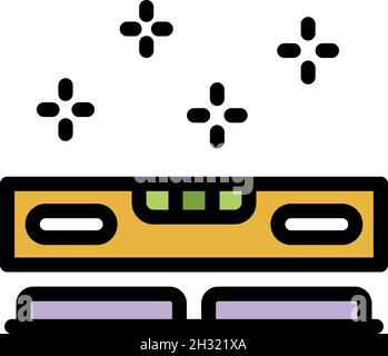 Icona strumento livello. Strumento livello contorno icona vettore colore piatto isolato Illustrazione Vettoriale