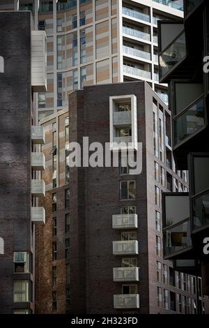 Appartamento balconi nella zona di Greengate di Salford, al confine con il centro di Manchester Foto Stock