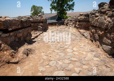 Sito archeologico della città biblica di Betsaida, distrutto dagli Assiri nel 732 a.C. Mare di Galilea. Israele, conosciuto come il luogo di nascita di tre Foto Stock