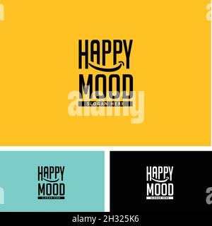 Testo wordmark scritta creativa linea felice arte sorriso logo design Illustrazione Vettoriale