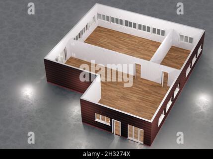 Semplice spazio vuoto per ufficio con rendering 3D Foto Stock