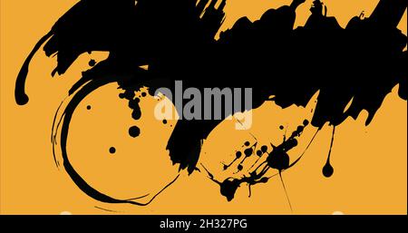 Sfondo astratto sfondo carta da parati inchiostro pennello opera  Zen Orange Foto Stock