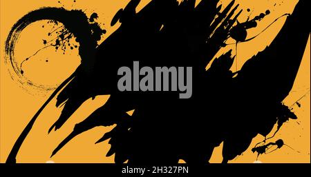 Sfondo astratto sfondo carta da parati inchiostro pennello opera  Zen Orange Foto Stock