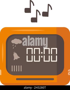 Icona della sveglia elettrica con segni di campana e nube di pioggia. Illustrazione vettoriale della stazione meteo in stile piatto Illustrazione Vettoriale