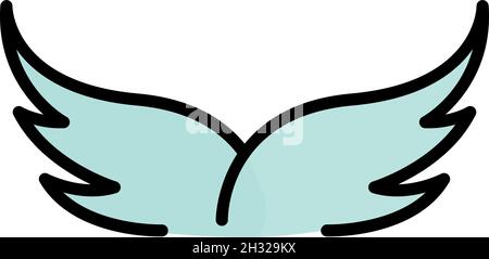 Icona alette lineari. Contorno lineare ali vettoriale icona colore piatto isolato Illustrazione Vettoriale