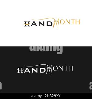 Moderno marchio denominativo manoscritto linea piatta sorriso disegno del logo Illustrazione Vettoriale