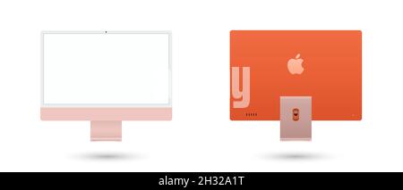 Dispositivo schermo mockup. Monitor monoblocco, con schermo vuoto per il tuo design. Vettore EPS10 Illustrazione Vettoriale