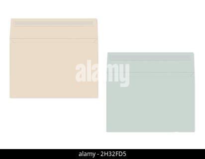 Aprire buste di carta autosigillanti colorate in pastello isolate su sfondo bianco. Modello vettoriale per la progettazione Illustrazione Vettoriale
