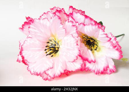 Fiori artificiali su sfondo chiaro. Bouquet di fiori in primo piano Foto Stock