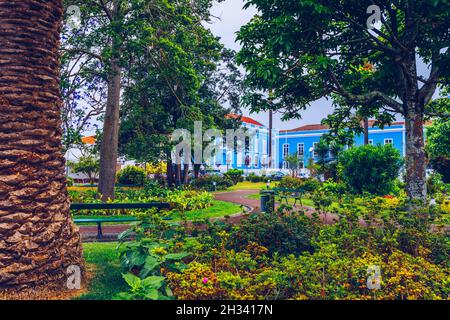 Splendido Jardim Sena Freita, situato nel centro storico della città di Ponta Delgada sull'isola di Sao Miguel. Azzorre, Sao Miguel, Portogallo. Foto Stock