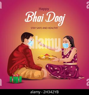 Festa indiana del fratello e della sorella happyBhai Festa indiana del fratello e della sorella happyBhai Dooj concetto. Celebrazione rakhi in india illustrazione vettoriale Illustrazione Vettoriale