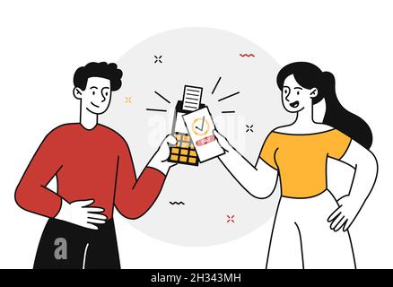 Ragazza paga per gli acquisti Illustrazione Vettoriale