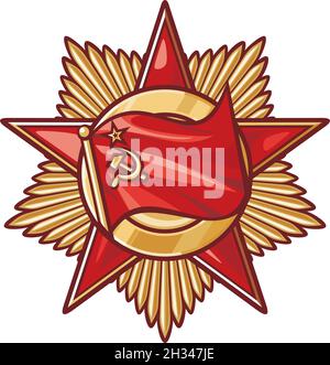 Illustrazione vettoriale dell'ordine delle stelle sovietiche (medaglia) Illustrazione Vettoriale