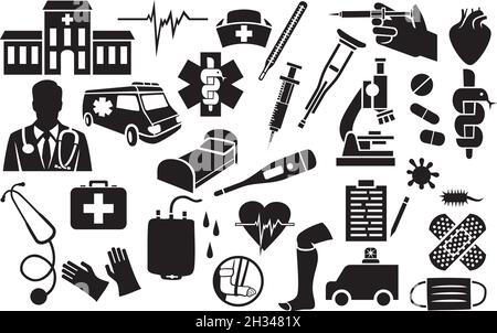 Icone mediche Imposta illustrazione vettoriale Illustrazione Vettoriale