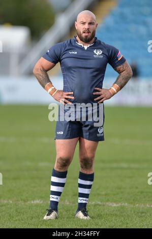 Featherstone, Inghilterra - 24 ottobre 2021 - Sam Luckley di Scozia durante la Rugby League International Jamaica vs Scozia al Millenium Stadium, Featherstone, UK Dean Williams Foto Stock