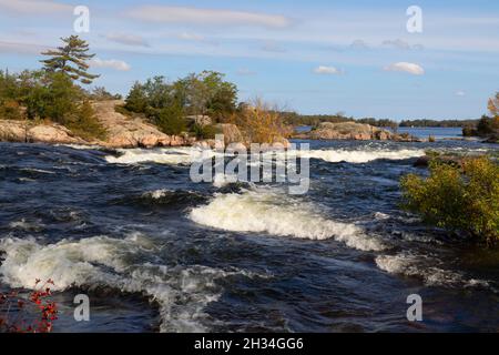 Burleigh Falls Peterborough County, Ontario Canada. Rocce a Burleigh Falls nel distretto di Kawartha. Foto Stock